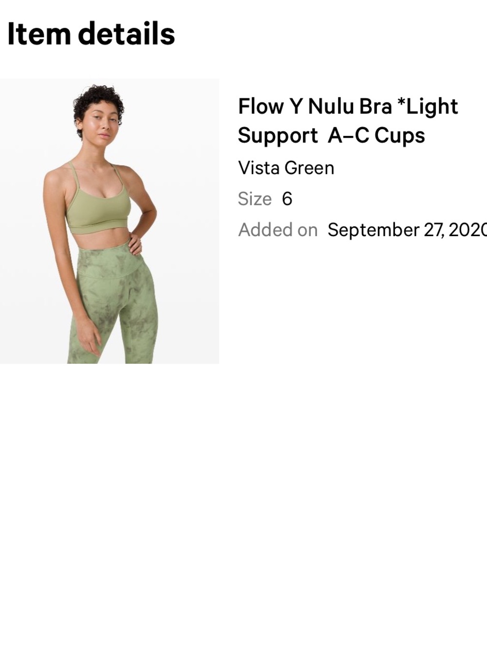 lululemon Flow Y Nulu Bra in Vista Green